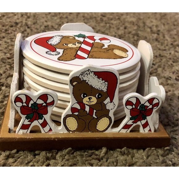 Vintage 1988 House of Lloyd Christmas Coaster Set of 7 - Picture 3 of 16